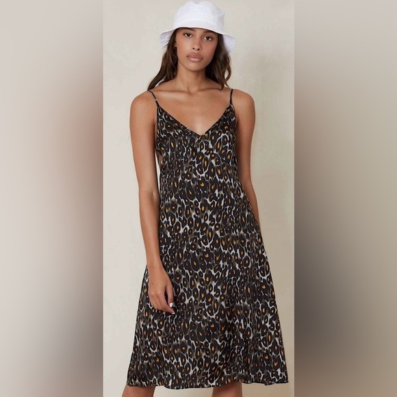 New! R13 90’s Midi Slip Leopard Dress Tie Back 🖤 XS and Medium - Picture 3 of 15